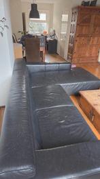 Zwart leren bank, Huis en Inrichting, Banken | Bankstellen, Ophalen, Gebruikt, Klassiek, 150 tot 200 cm