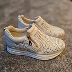 Beige sneakers met Strass - Maat 39, Beige, Ophalen of Verzenden, Sneakers of Gympen, Zo goed als nieuw