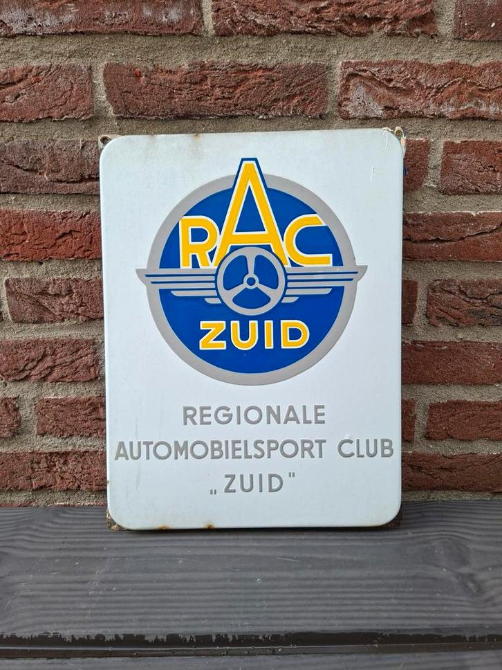 Emaille bord RAC Zuid - Jaren 50, Antiek en Kunst, Antiek | Emaille, Ophalen of Verzenden