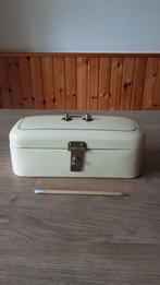 EMAILLE BEIGE KOEKTROMMELTJE MET GOUDEN BIES., Antiek en Kunst, Antiek | Emaille, Ophalen of Verzenden