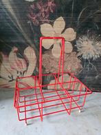 Vintage oranje metalen flessenrek, Antiek en Kunst, Ophalen of Verzenden