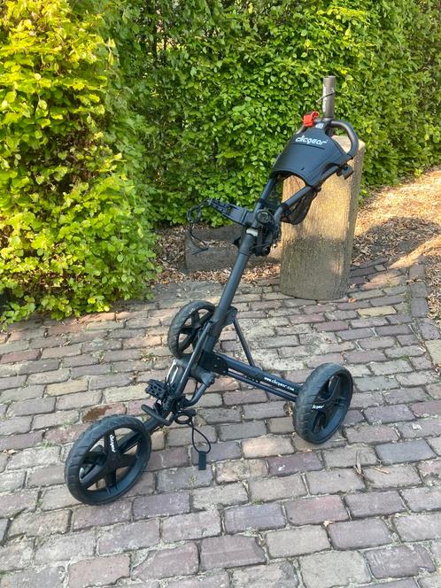 Zwarte clicgear 3.5 golftrolley incl parapluhouder, Sport en Fitness, Golf, Gebruikt, Golfkar, Overige merken, Ophalen of Verzenden