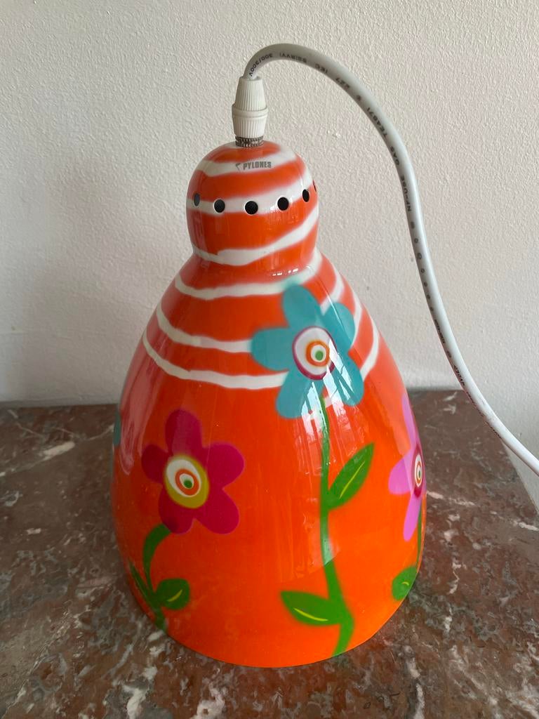 Oranje hanglamp Pylones, Ophalen, Zo goed als nieuw, Glas, Minder dan 50 cm