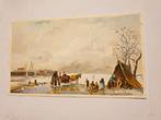 0194 f.v.veenhuysen - winterlandschap 23.5X14cm, Antiek en Kunst, Ophalen of Verzenden