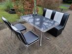 Bel Air diner bank + 2 stoelen + tafel retro fifties sixties, Ophalen, Zo goed als nieuw, Zwart, Amerikaanse retro fifties sixties