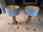 Set van 2 Baluster Tafel lampen met Suède Kap, Huis en Inrichting, Ophalen, Zo goed als nieuw