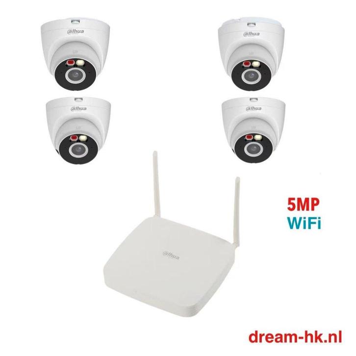 5MP Dahua IP Wifi set/NVR + 4x 5MP camera, Audio, Tv en Foto, Videobewaking, Nieuw, Buitencamera, Ophalen of Verzenden