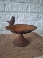 Vintage gietijzeren vogelbad met vogel uit Frankrijk, Ophalen of Verzenden