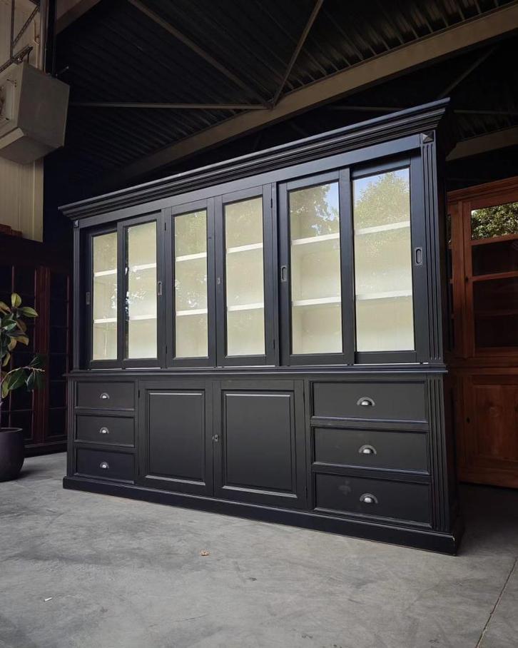 Prachtige grote / Brede buffetkast zwart #2172, Huis en Inrichting, Kasten | Buffetkasten, Gebruikt, 200 cm of meer, 200 cm of meer