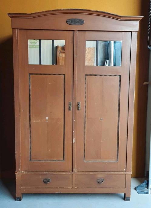 Grenen Houten vintage demontabele kleding kast, linnenkast, Huis en Inrichting, Kasten | Kledingkasten, Gebruikt, 200 cm of meer