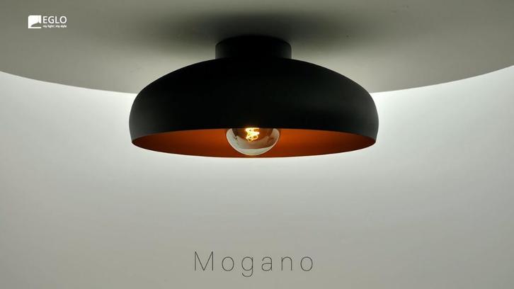EGLO MOGANO PLAFONDLAMP E27 (40 cm / Zwart/Koper) Incl. Lamp, Huis en Inrichting, Lampen | Plafondlampen, Gebruikt, Metaal, Ophalen of Verzenden