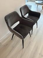 Grijze eettafel stoelen, Huis en Inrichting, Stoelen, Ophalen, Gebruikt, Twee, Velvet grijs