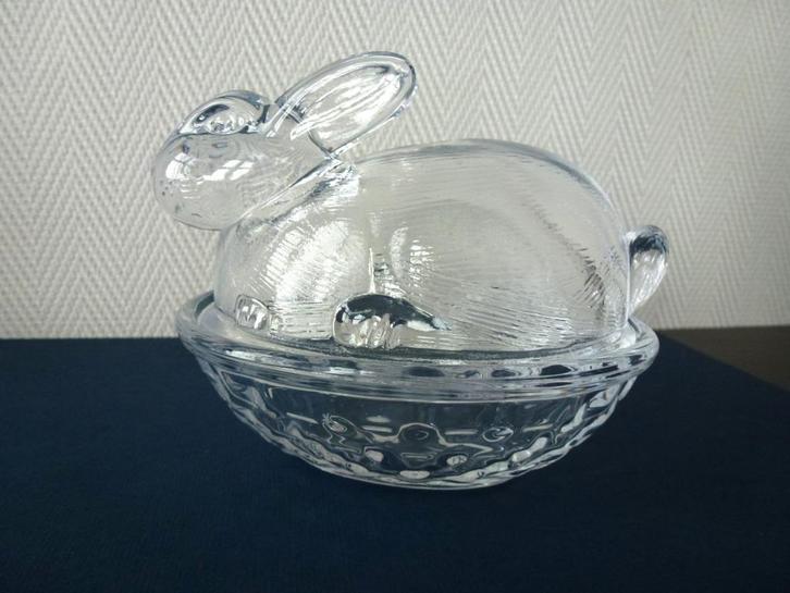 Transparant persglazen botervlootje Haasje 100 % gaaf, Antiek en Kunst, Antiek | Glas en Kristal, Ophalen of Verzenden