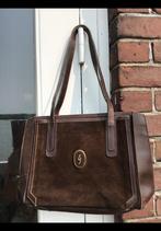 Vintage donkerbruine 100 % leren handtas. Tas bruin leer oud, Sieraden, Tassen en Uiterlijk, Tassen | Damestassen, Ophalen of Verzenden