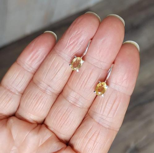 zilveren oorbellen met natuurlijke Citrien steen zilver 925, Sieraden, Tassen en Uiterlijk, Oorbellen, Nieuw, Hangers, Zilver