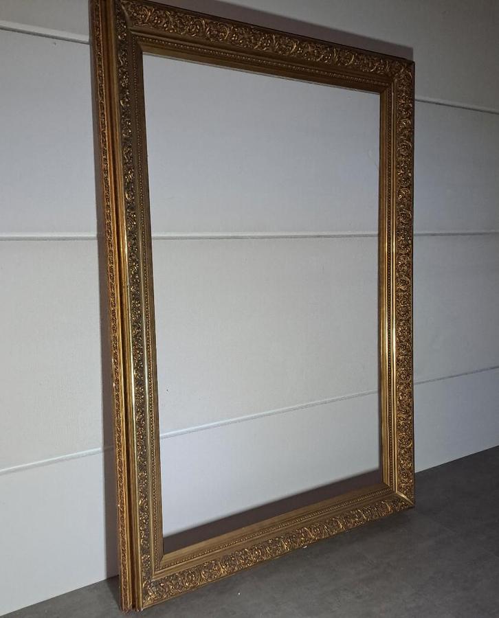 Zeer grote museale schilderijlijst bladgoud 19e eeuw, Huis en Inrichting, Woonaccessoires | Lijsten, Gebruikt, 75 cm of meer, 125 cm of meer