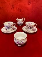 Koffie set,Aynsley,Royal Est1775,Violette,2 kop en schotel, Antiek en Kunst, Antiek | Servies los, Ophalen of Verzenden