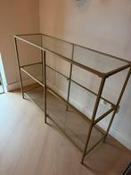 Open goudkleurige wandtafel met glas, Ophalen, Minder dan 150 cm, Minder dan 100 cm, 25 tot 50 cm