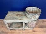Bijzettafel Nirmal Bruin 100 X 43 X 72 met wastobbe, Nieuw, Ophalen of Verzenden, Landelijk, 75 cm of meer