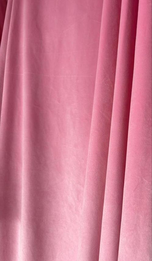 Roze velourse gordijnen, Huis en Inrichting, Stoffering | Gordijnen en Lamellen, Gebruikt, 200 cm of meer, 200 cm of meer, Overige kleuren