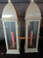 2 metalen windlichten, lantaarns, Tuin en Terras, Staande lamp, Ophalen of Verzenden, 50 tot 250 watt, IJzer