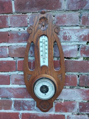 Jugendstill barometer, eikenhouten wandplaat. beschikbaar voor biedingen