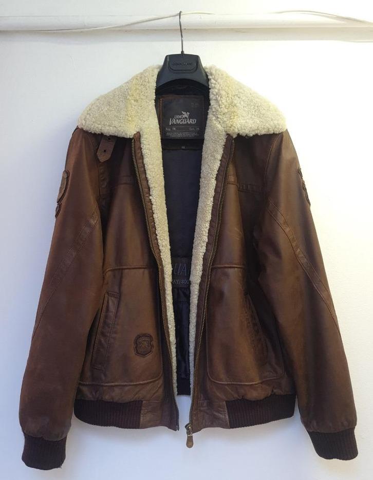 Lederen Vanguard Pilotenjas / Flight Jacket , Maat XL, Bruin, Kleding | Heren, Jassen | Winter, Gedragen, Maat 56/58 (XL), Bruin