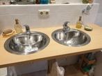 Wasbakken inclusief kranen., Doe-het-zelf en Verbouw, Sanitair, Ophalen, Gebruikt, Rvs, Wastafel