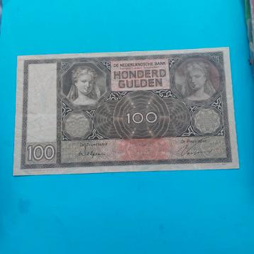 100 gulden biljet Luitspelende Vrouw uit 1930 in PR-
 beschikbaar voor biedingen