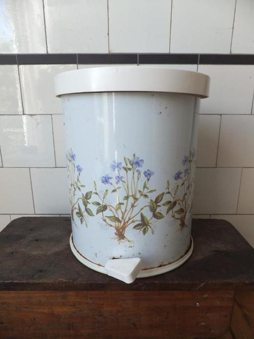 vintage pedaalemmer prullenbak wild flower brocant brabantia, Antiek en Kunst, Curiosa en Brocante, Verzenden