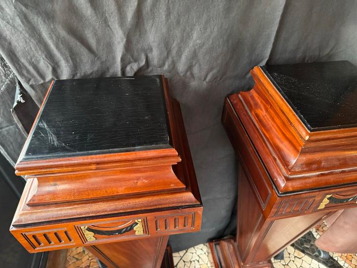 Antieke Houten Plantenzuilen / Sokkels, Huis en Inrichting, Woonaccessoires | Zuilen en Pilaren, Gebruikt, Ophalen of Verzenden