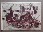 Oude houtsnede op vloeipapier, Antiek en Kunst, Verzenden