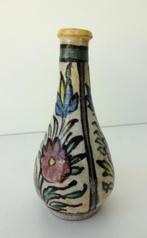 Keramiek vaas beige met bloem motieven Perzisch 3753-k, Ophalen of Verzenden