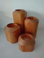 Vintage houten Scandinavische kandelaar set te koop, Ophalen of Verzenden, Zo goed als nieuw, Hout, Minder dan 25 cm