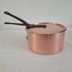 Antieke koperen horeca pan sauspan steelpan met deksel, Ophalen of Verzenden, Zo goed als nieuw, Overige materialen, Koekenpan of Braadpan