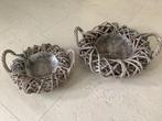 2x rotan rieten krans plantenbak bloemen planten mand, Ophalen of Verzenden, Zo goed als nieuw, Rond, Riet