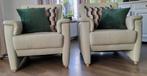 Leren fauteuils 2 wit, Huis en Inrichting, Fauteuils, Ophalen, Gebruikt, 75 tot 100 cm, Leer