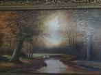 Schilderij: Boslandschap met Zwanen, Ophalen of Verzenden