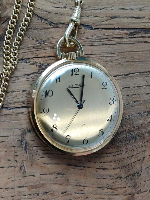 Zakhorloge goud double lincoln zakhorloge ketting, Sieraden, Tassen en Uiterlijk, Horloges | Antiek, Overige merken, Goud, Met ketting