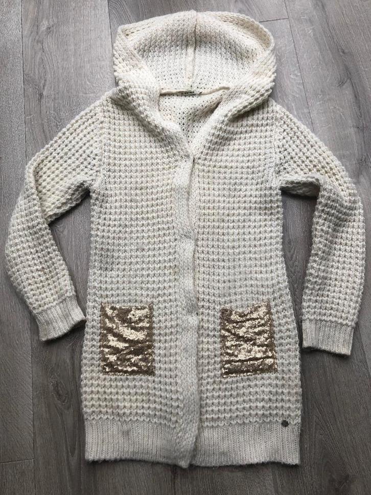 Prachtige Lange Vest Rich & Royal met goudkl.Pailletten ZGAN, Kleding | Dames, Truien en Vesten, Gedragen, Maat 42/44 (L), Beige