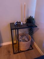 Bijzet tafeltje met glasplaat, Huis en Inrichting, Tafels | Bijzettafels, Minder dan 55 cm, Rond, Zo goed als nieuw, Ophalen