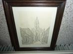 oude tekening ets print in oude lijst, Ophalen of Verzenden