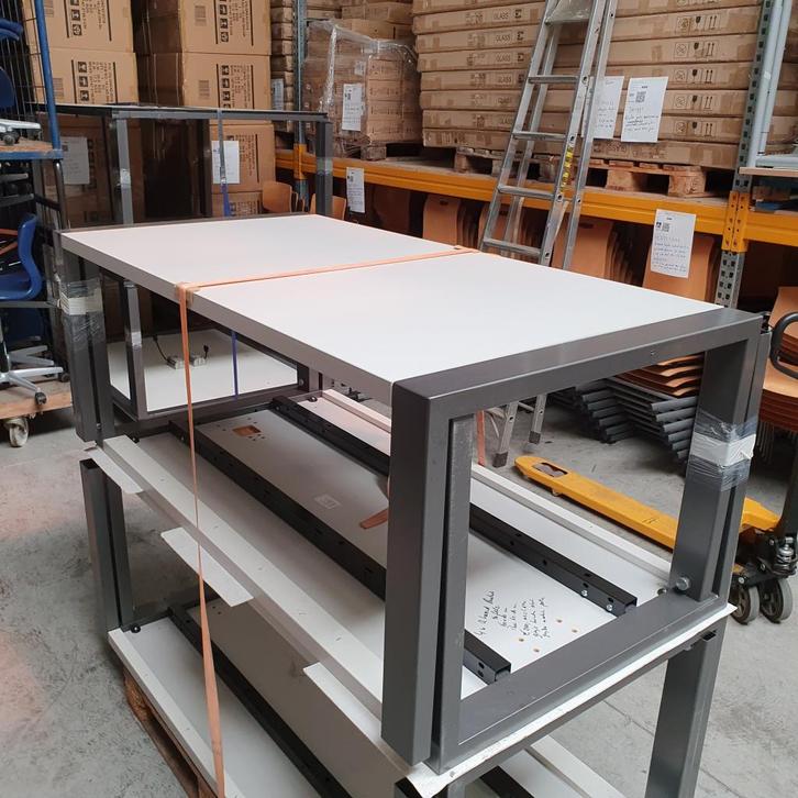 Ahrend Portal tafels - 160x80 cm - grijs blad/grijs frame, Huis en Inrichting, Tafelonderdelen, Gebruikt