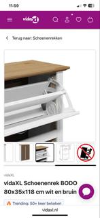 vidaXL Schoenenrek BODO 80x35x118 cm wit en bruin, Huis en Inrichting, Kasten | Schoenenrekken, Ophalen, Nieuw
