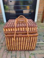 Retro Rieten /rotan mand  picknick binnenkant  bekleed, Ophalen of Verzenden, Huis en Inrichting