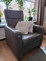 2 fauteuils, hoge en lage rugleuning, leer, uitstekende staa, Huis en Inrichting, Fauteuils, Ophalen, Zo goed als nieuw, 75 tot 100 cm