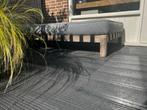 Daybed / Voetenbank - Grijs met Houten Onderstel, Gebruikt, 125 cm of meer, Ophalen of Verzenden, 100 tot 125 cm