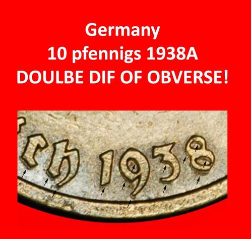 ⰆSWASTIKA 1936-1939: GERMANY 10 PFENNIGS 1938A PRUSSIA THIRD, Postzegels en Munten, Munten | Europa | Niet-Euromunten, Losse munt