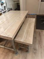 Stijgerhouten Tafel + Bank, Ophalen, Gebruikt, 100 tot 150 cm, Vijf personen of meer