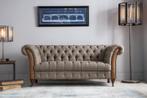 NIEUW: Chesterfield banken fauteuils Stof Harris Tweed leer, Ophalen of Verzenden, Nieuw, Rechte bank, Stof